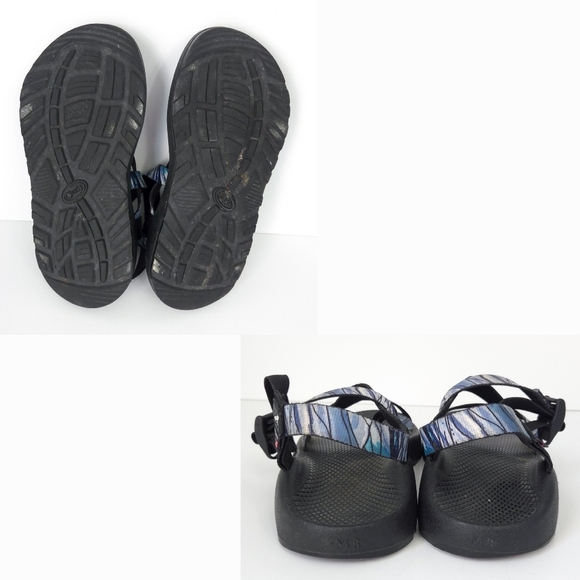 Chaco Blue & White Striped Z/2 Classic Strap Sandals by Artist Sarah Uhl- Men 8 - Picture 6 of 8